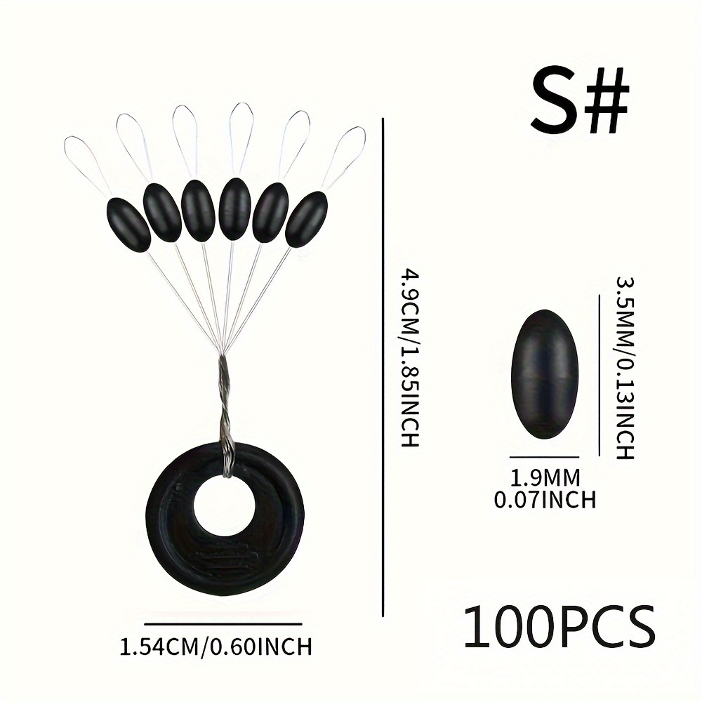100pcs Rubber Space Beans Bobber Stoppers, Black, Float Stoppers, Accessories For Carp Fishing And Fly Fishing