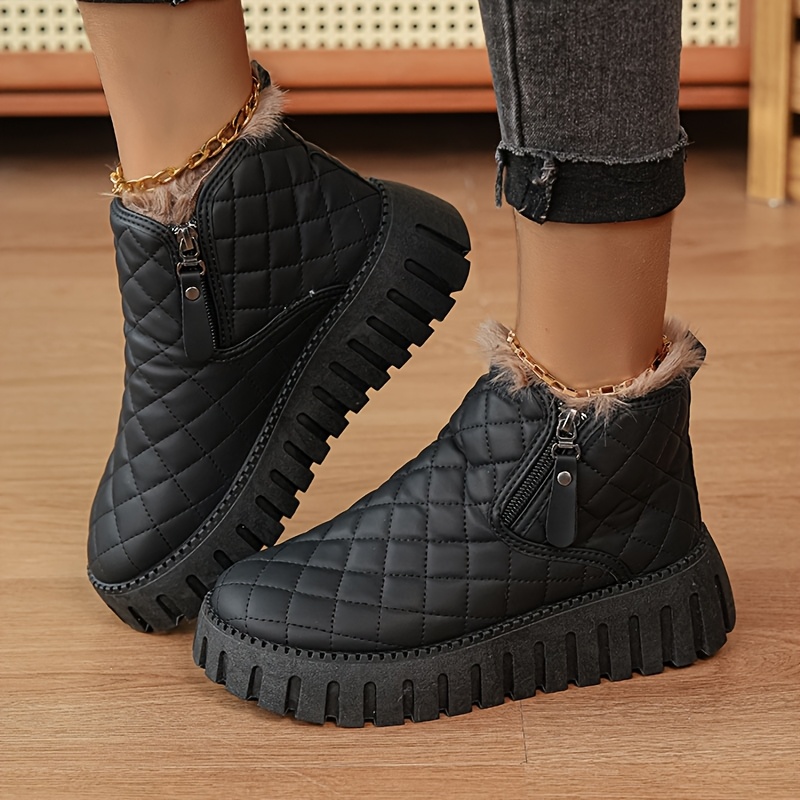 Image of Women's Snow Boots, Winter Plush Warm Short Boots, Shoes, Street Style, Student , Back-to-, Easy And Fashionable Korean Style