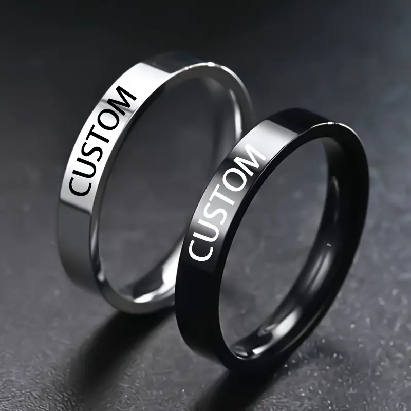 mens custom engraved text rotating ring stainless steel ring ideal gift Product details 1