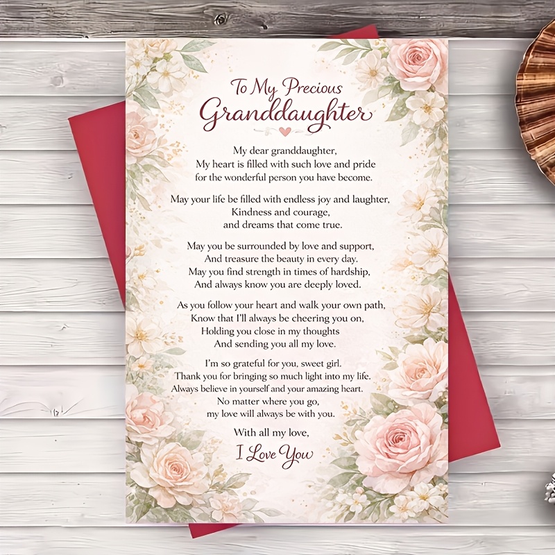 TEMU A Card And An Envelope For Your Granddaughter, Featuring A And A Message Grandparents, Perfect For Birthdays, Graduations, Or To Care