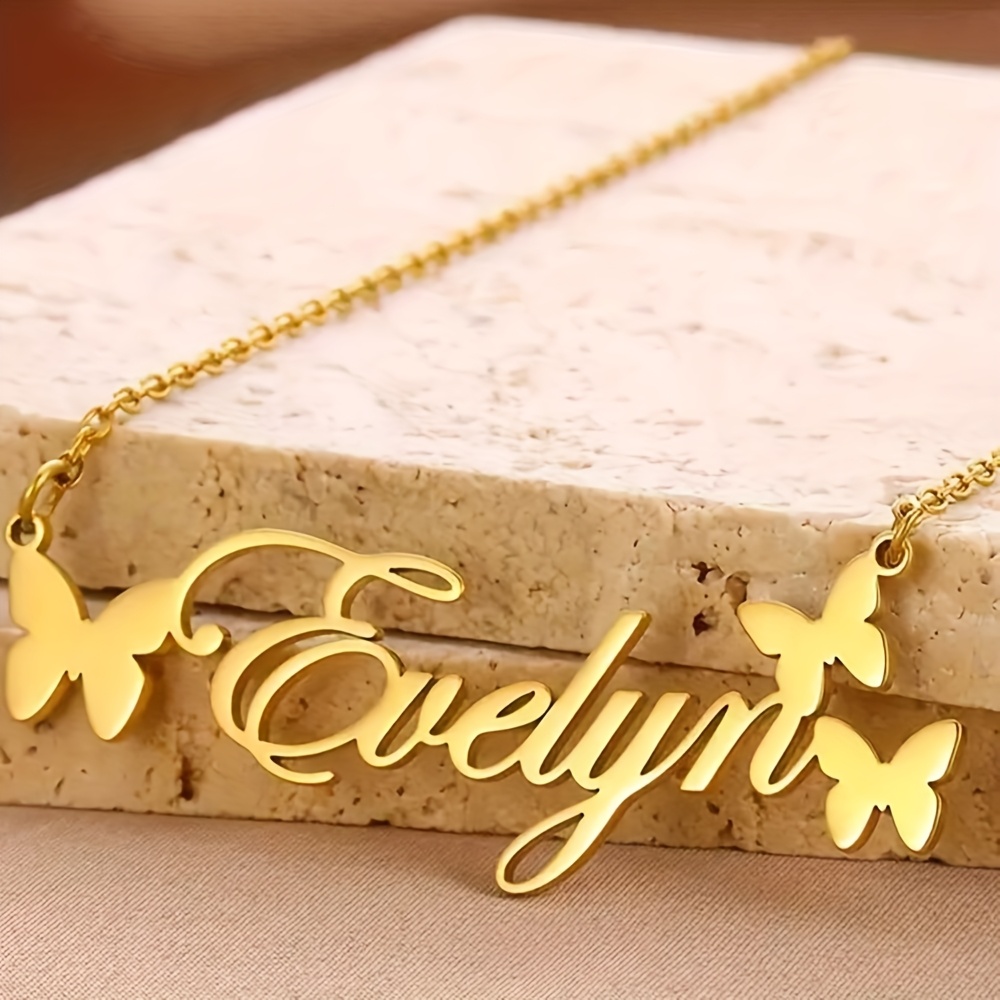 Exquisite Butterfly Name Pendant Necklace, Customizable Gift for Her
