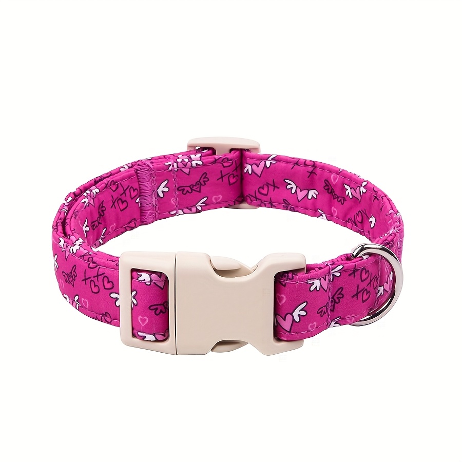 E-shop 1 Stück Mehrfarbiges Hunde-Halsband mit Herzprint, geeignet für kleine, mittelgroße und große Hunde, Schnellverschluss-Sicherungsschnalle,