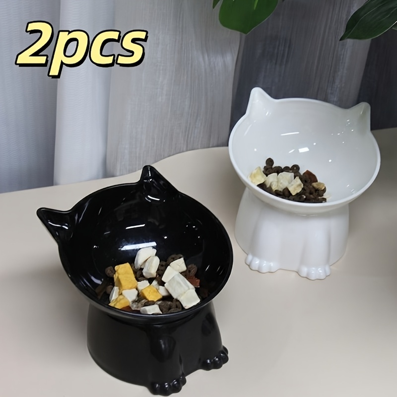 TEMU Lot de 2 gamelles inclinées -déversement pour chat et chien, gamelle pour nourriture de chat en matériau PP durable, ensemble gamelle à