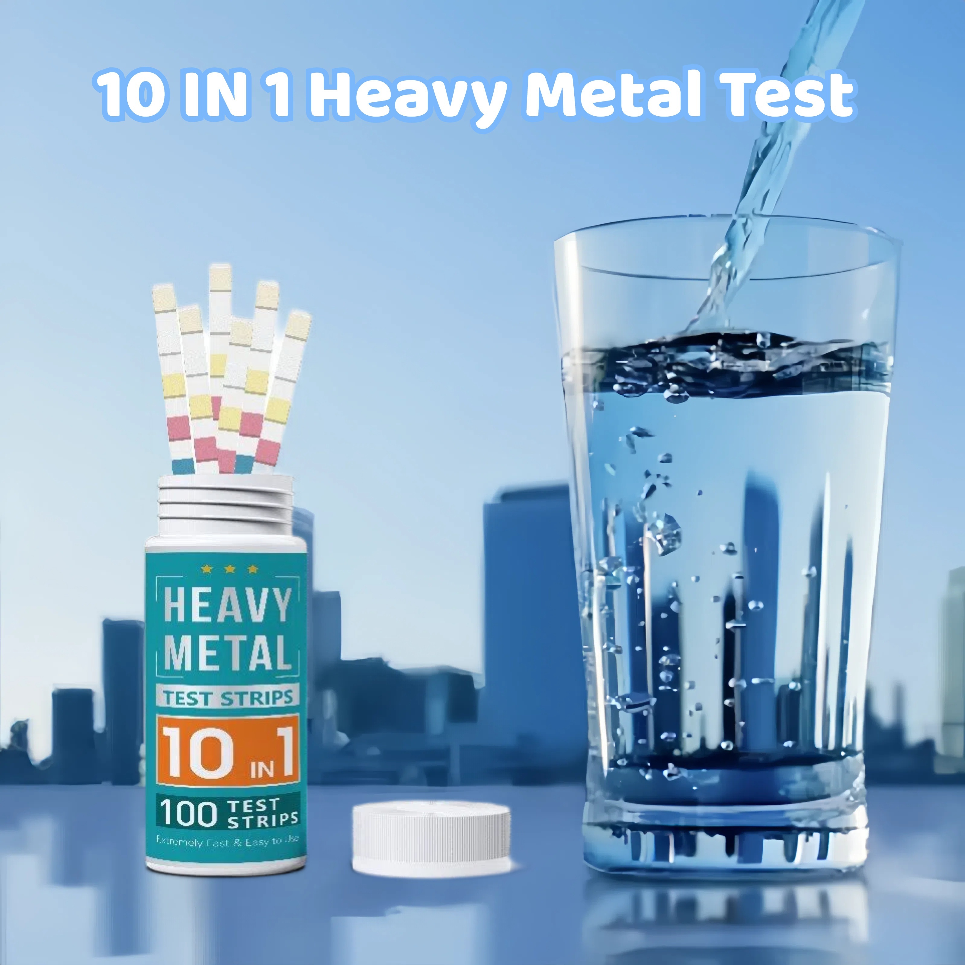 

100pcs 10-in-1 Heavy Metal Test Strips For Pools & Drinking Water - Quick, Readings For Copper, Iron, Zinc, Magnesium, , For Mercury, Chromium, Lead,