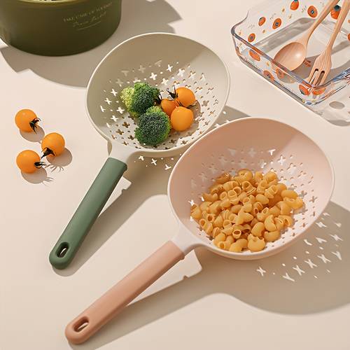 kitchen strainer large plastic draining spoon with a long handle for home use ideal for noodles and dumplings heat resistant kitchen utensil baking accessory