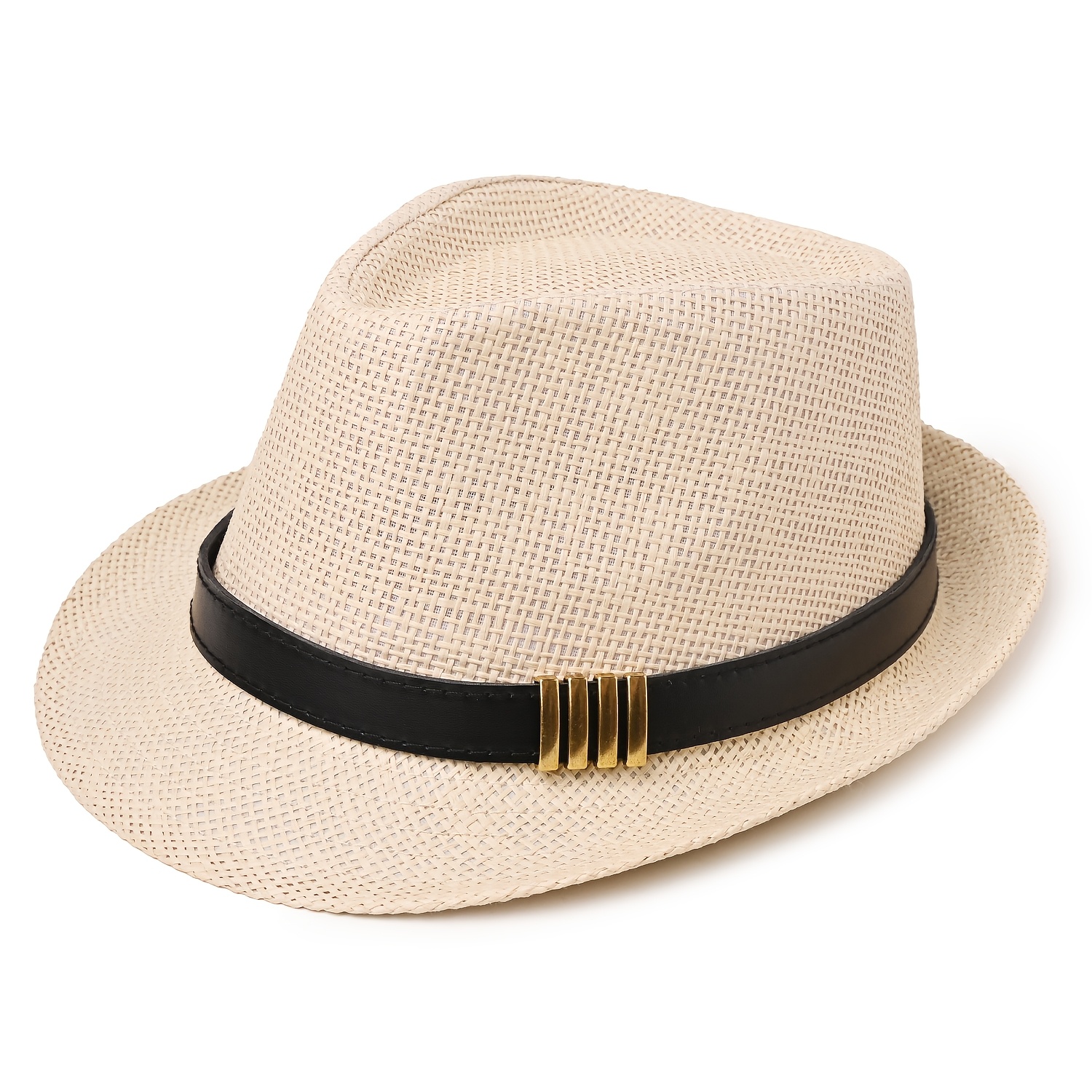 TEMU Fashionable Square Black Belt Straw Hat Suitable For Men And Women, Suitable For Dancing, Daily , Cowboy Hats