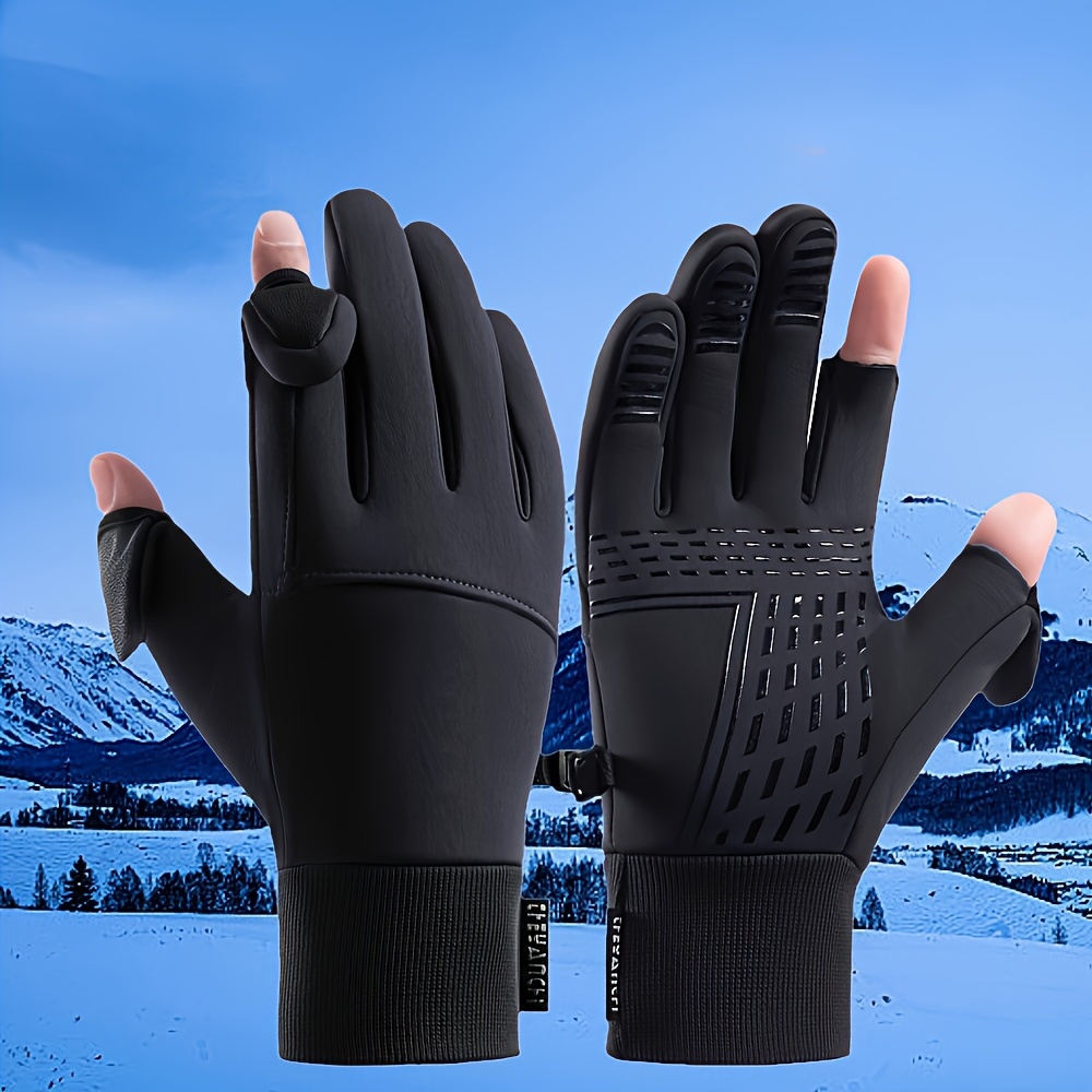 

Waterproof Winter Cycling Gloves - Touchscreen Compatible, Adjustable Closure, And Knit Fabric - Men's Outdoor Gear