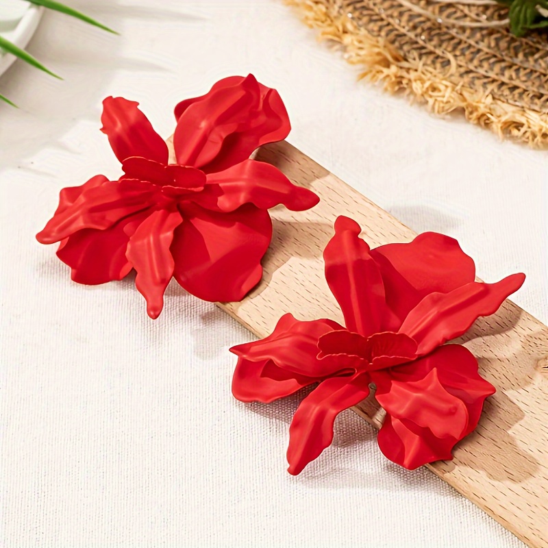 E-shop Paar Große Damen-Ohrringe mit geometrischem Blumenmuster - Eleganter Retro-Stil, Leicht und Bequem für den & Partys, Ganzjahres-Accessoire,