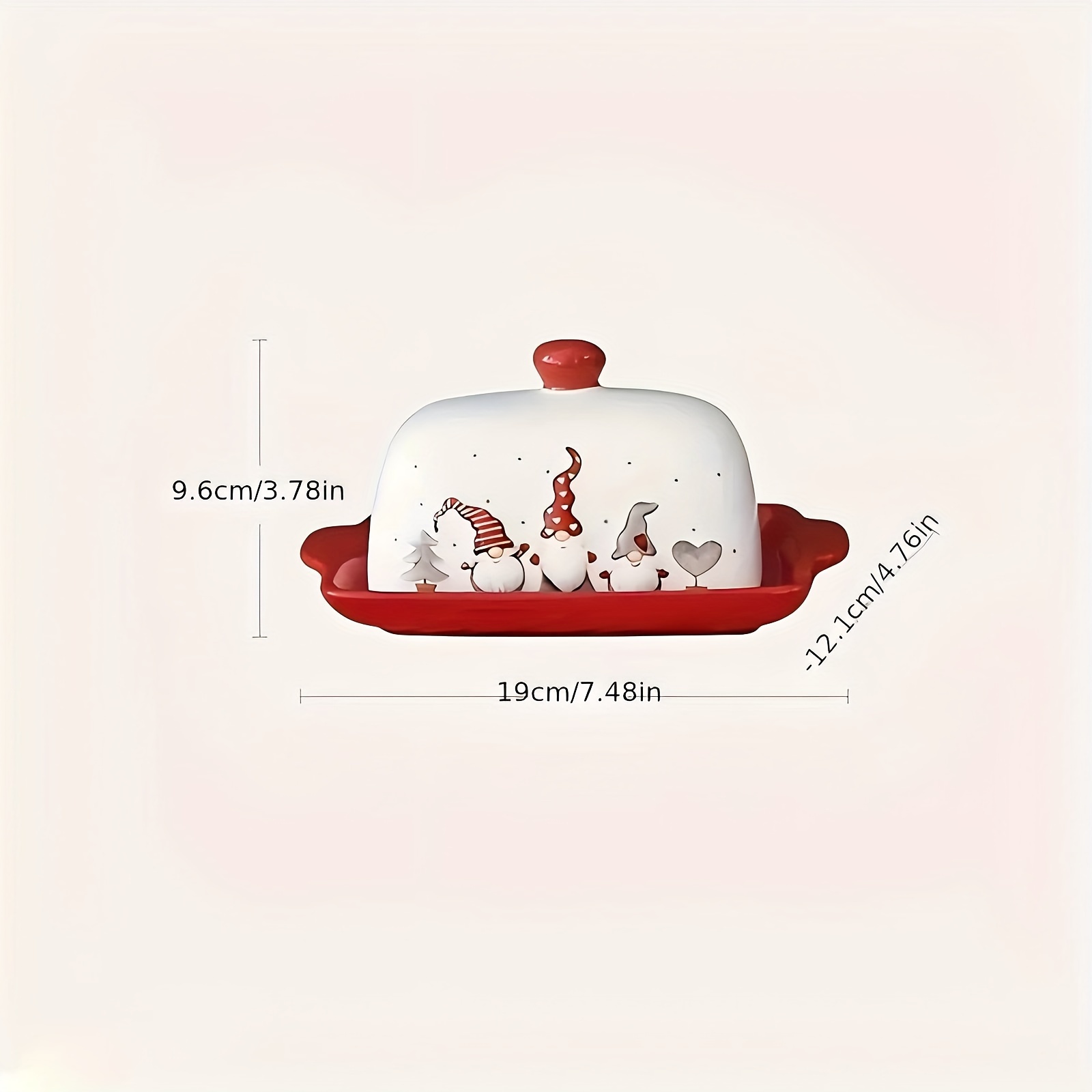 1pc Of Christmas-themed Ceramic Butter Dish Featuring A Christmas Tree, Reindeer, Mushrooms, And Santa Claus