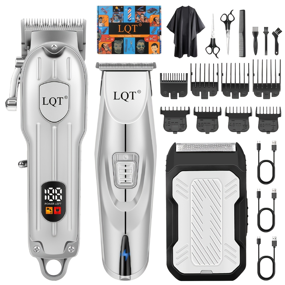 item picture LQT Men's Professional Electric Clipper Set - USB Rechargeable, Smart Display, Cordless & Powerful Trimmer - Ideal Gift for Him