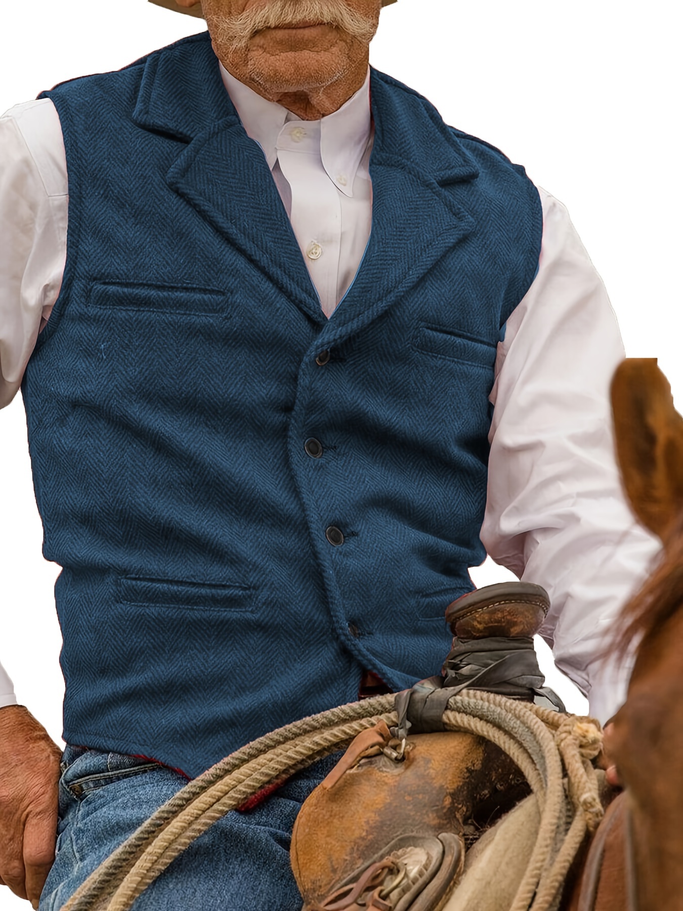 Men's Tweed Vest Wool Blend Herringbone Vintage Western Cowboy Vest Formal Groom Bestman Wedding Events Party Suit Vest Casual Hunting Fishing Golf Waistcoat Vests S Medium Large XL XXL XXXL
