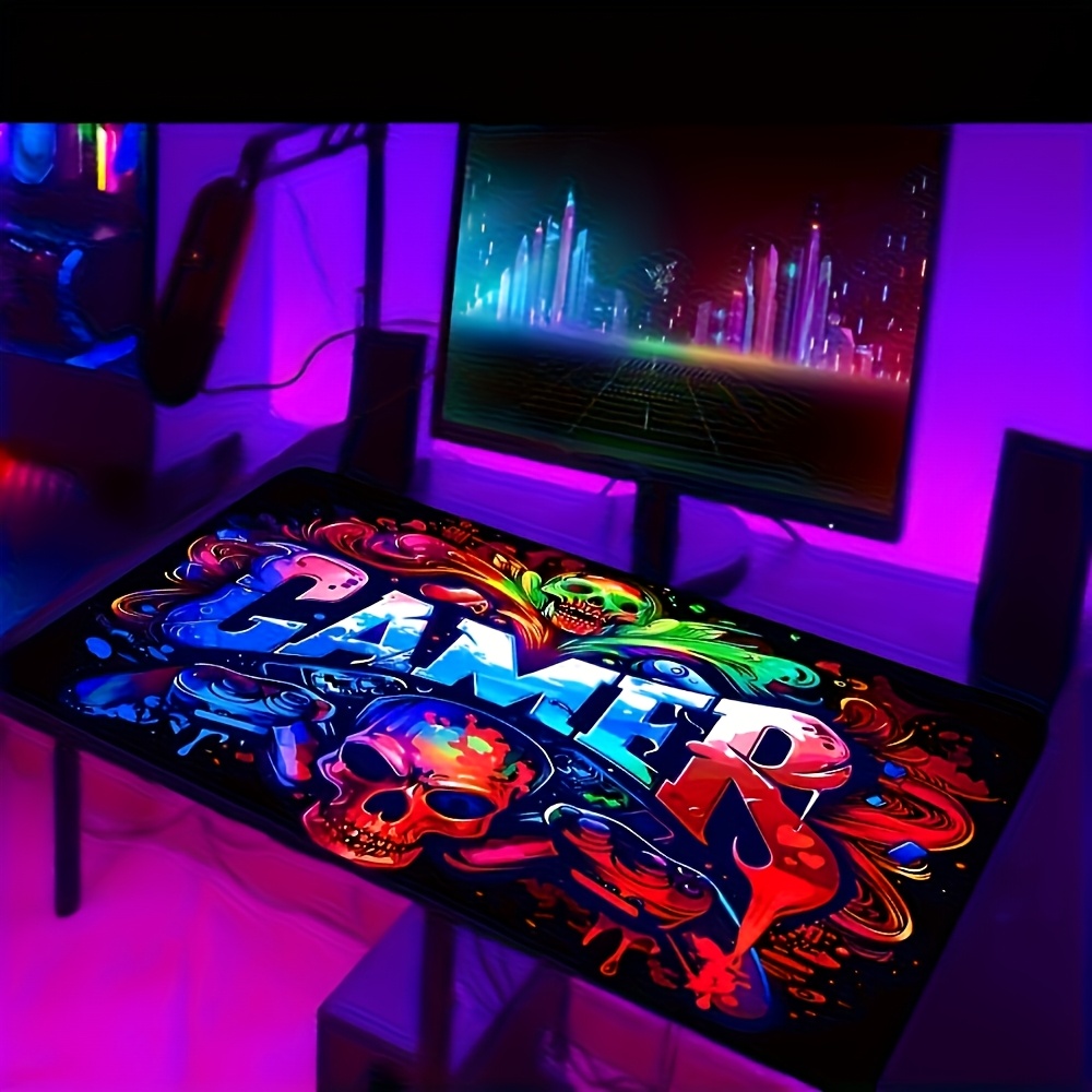 E-shop Cooler Gaming-Mauspad mit Schädel-Art Neon-Design und rutschfester Gummibasis - für Gamer, Büro und Zuhause - Mehrere Größen erhältlich, beste