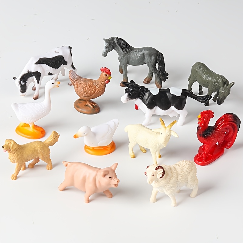 12pcs Mini Plastic Farm Animal Toy Set for Kids