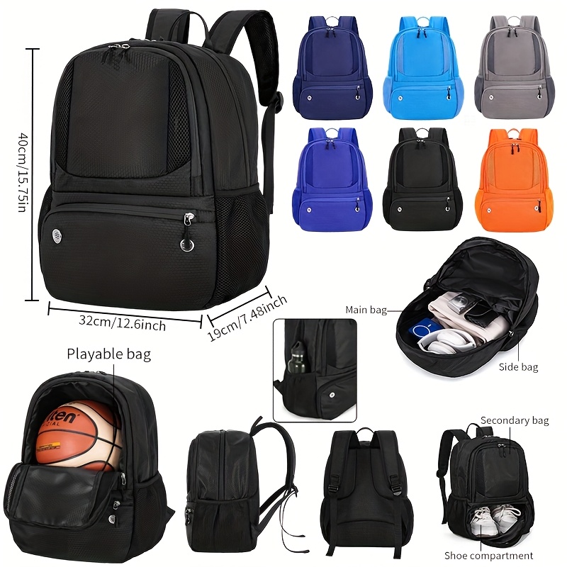 men's black basketball backpack large capacity sports bag Temu