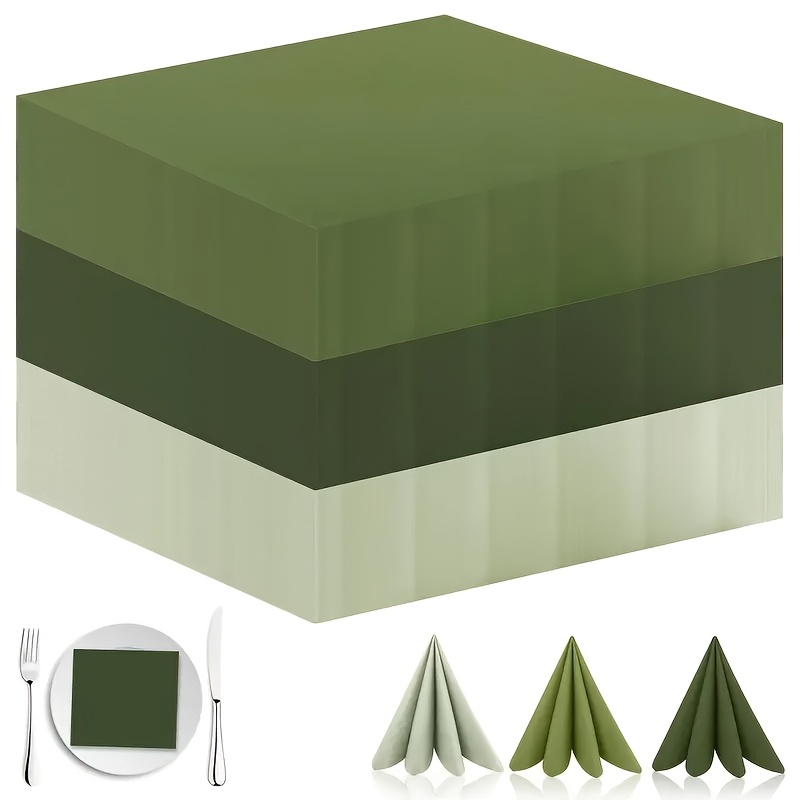 Image of 60pcs Napkins Green 33x33cm Napkins Sage Green Paper Napkins Napkins Sage Napkins Green Paper Napkins Cocktail Napkins For Lunch Table Supplies For, Event & Party Supplies For Halloween、christmas