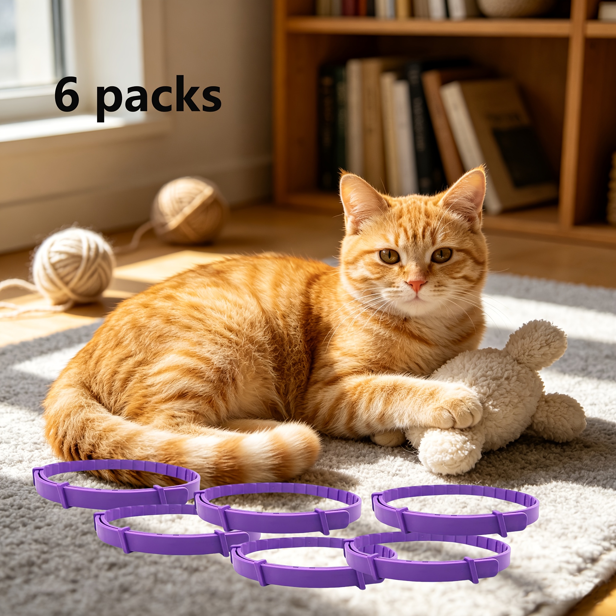 TEMU 6/8pcs Adjustable Pet Collar Set | Universal And Durable Pet Additions, Comfortable Silicone Collars, Pet Relaxation Products, , Flexible Pet