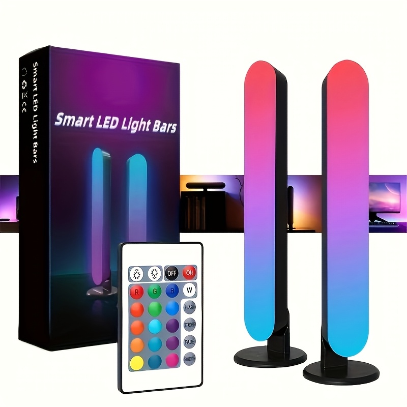 

2 Room Led Light Strips, 24-key Infrared Remote Rgb Light Strip Gaming Light, Tv Ambient With Music, Rgb Table Lamp For Tv, Pc, Room, Party Decoration