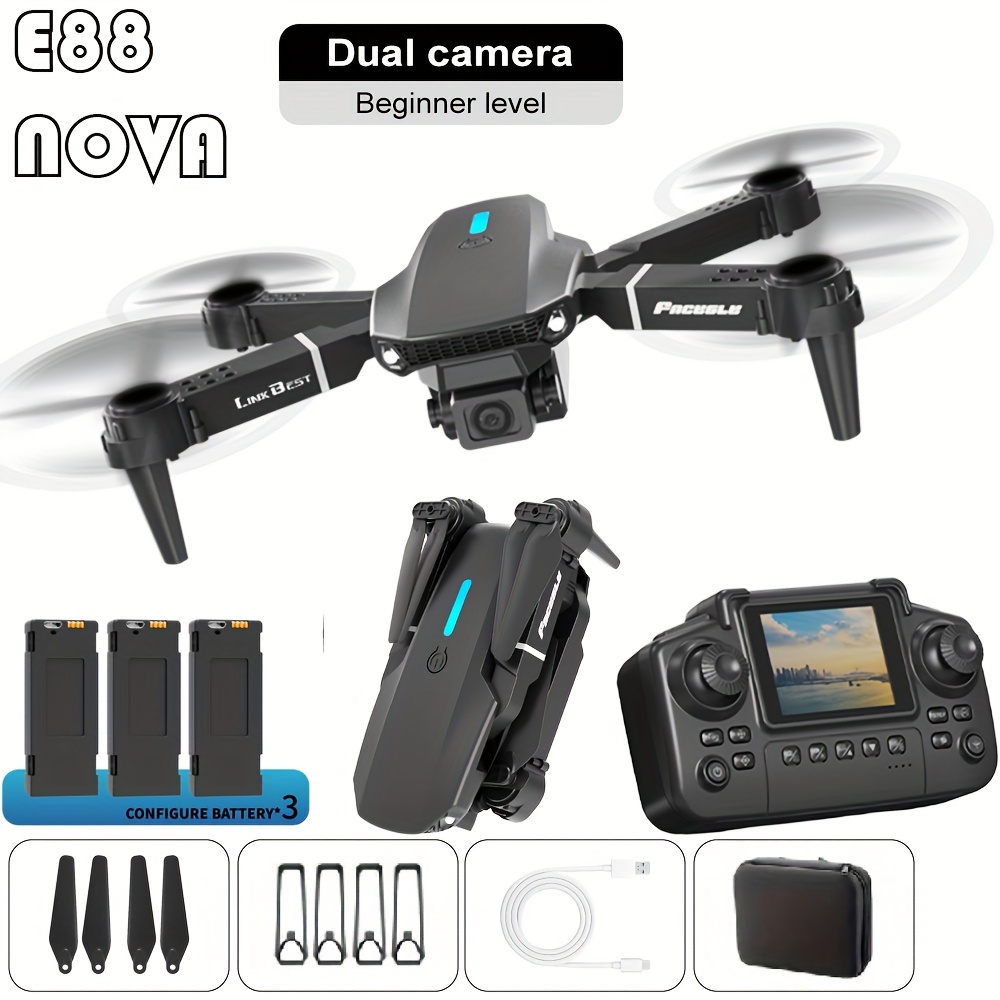 E88nova, Remote Control With Screen, And Landing, 360° Stunt Flight, Facegle Brand Drone, Hovering, 4-axis Wings, 480p Dual Camera! The Tool For Outdoor !