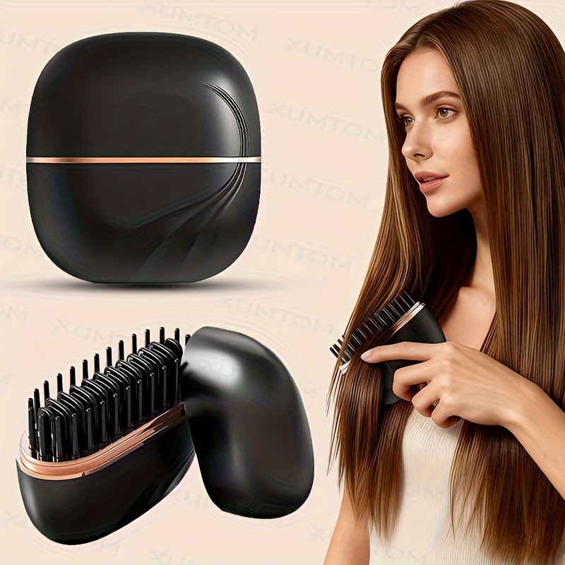 cepillo alisador de pelo sin varillas, recargable por usb,   uso para alisar y  , calentamiento rápido,   para todo tipo de cabello, diseño -quemaduras, apagado automático,   y portátil, ideal para uso en casa y viajes, herramienta de peinado para mujeres con diseño de mango 6
