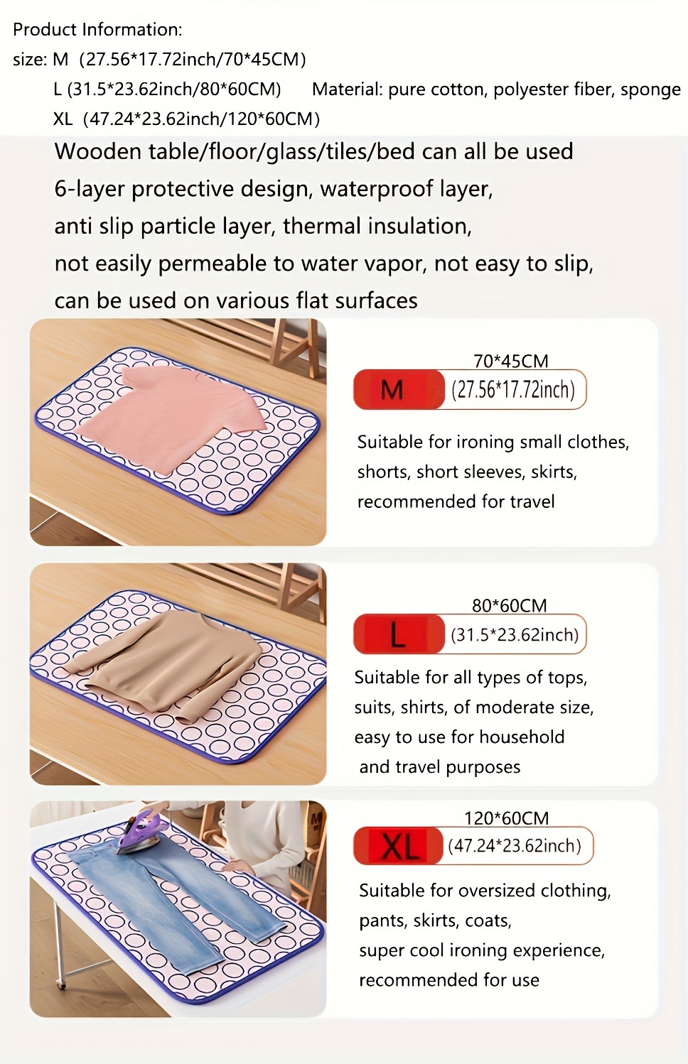 1pc portable high temperature resistant ironing pad foldable waterproof heat insulated ideal for   use no electricity needed   plastic travel iron portable details 5