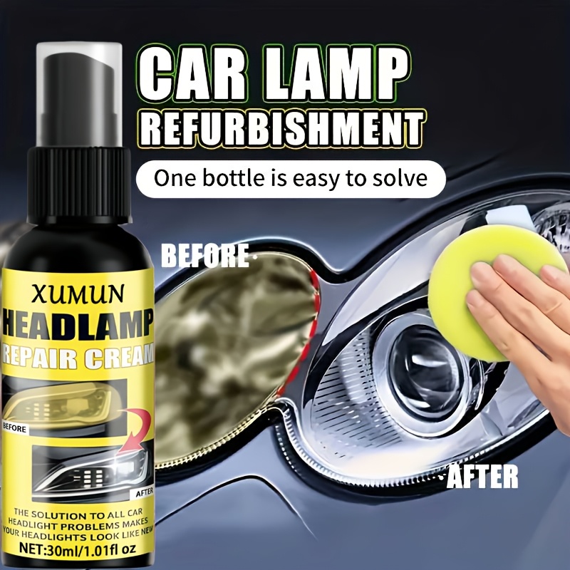 Headlight Restoration Spray - Removes Yellow Oxidation, Scratches, Haze, and Cloudiness, Instantly Brightening Headlights - Suitable for Car Front and Rear Headlights, Non-toxic, Prevents Yellowing and Oxidation - An Effective Refurbishment Solution