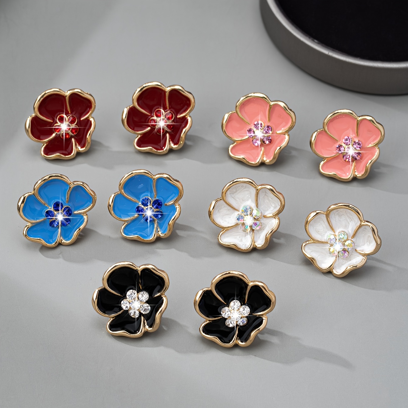 Rhinestone Flower Clip On Earrings Sweet Style
