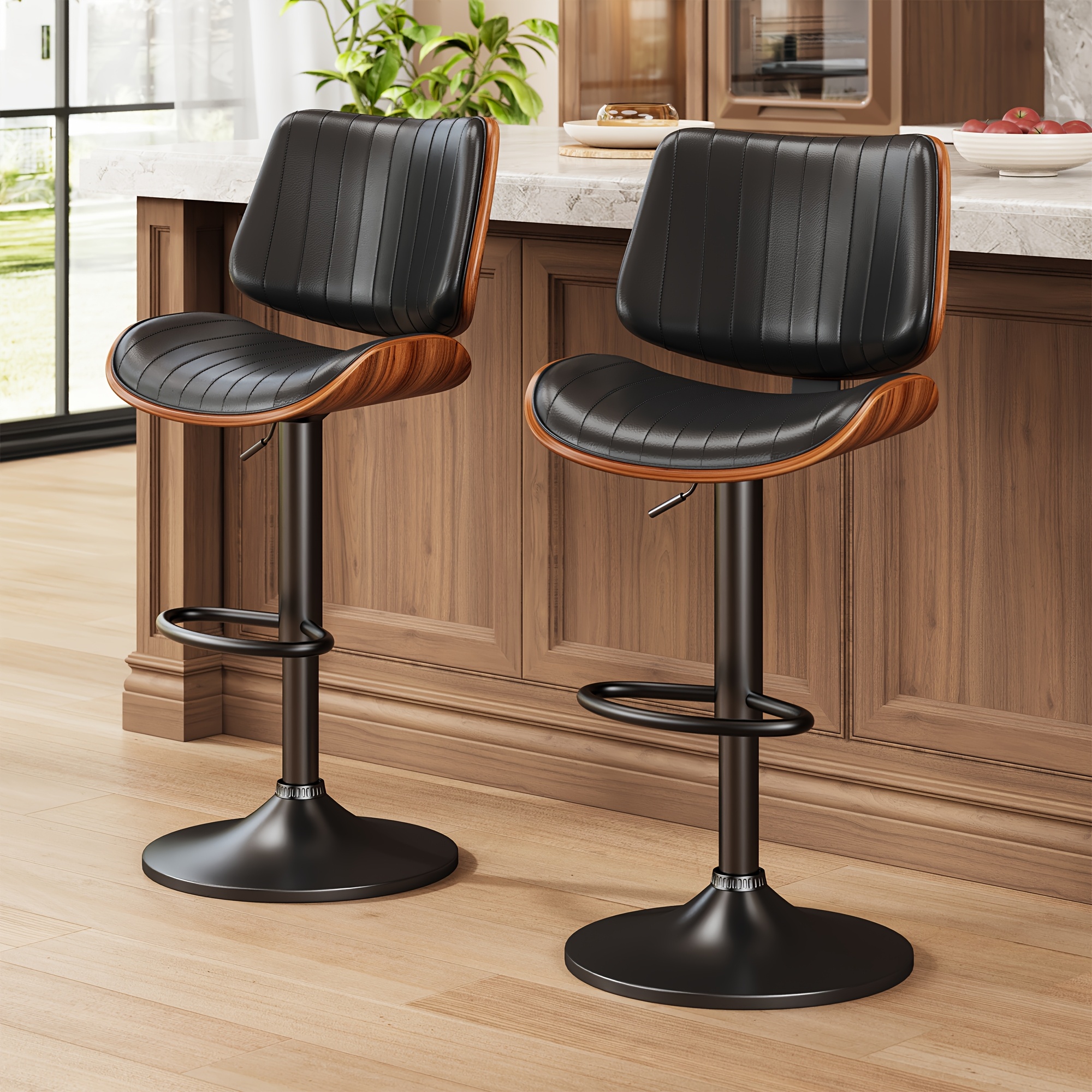 bar stools set of 1 2 armless adjustable swivel barstools pu leather kitchen counter height barstools kitchen counter height barstools with back support for dining room kitchen and living room Product details 2