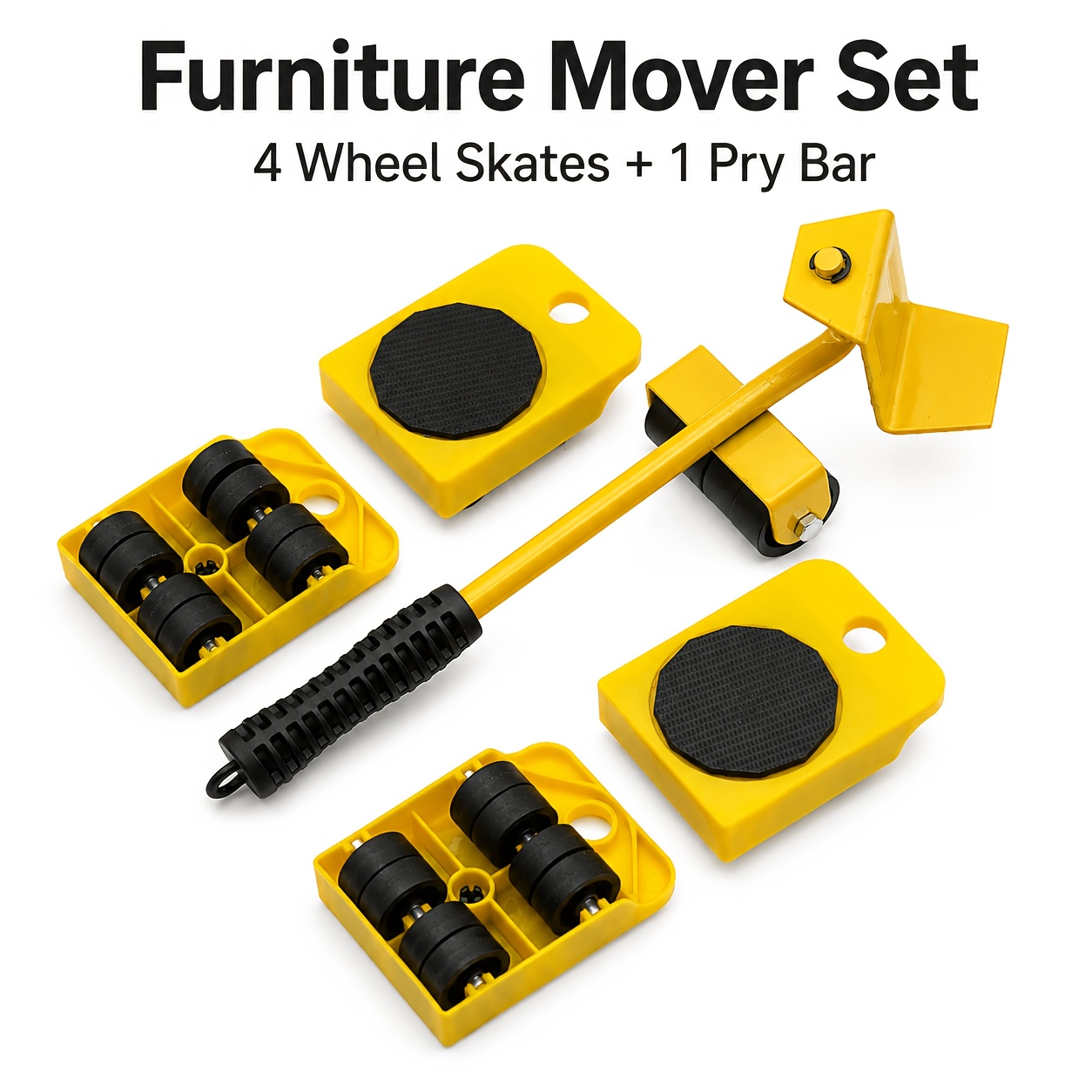 TEMU 1 Kit d'outils de déplacement de meubles lourds - Patins antidérapants jaunes | Forte de charge, mouvement facile, convient pour le déplacement