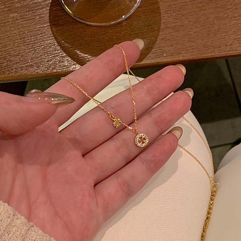 TEMU Collar de Mujer con Colgante de de Hojas y Bañado - , Cadena Elegante para el Cuello, Uso Diario, Regalo de San Valentín y para Todo el Año