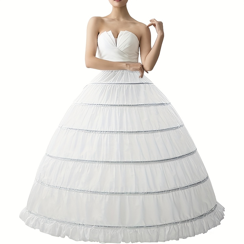 

Romantic Polyester Bridal Petticoat Crinoline Underskirt With Steel Hoops For Wedding, Bridesmaid, Party Dresses - Adjustable Waist And Lace Hem