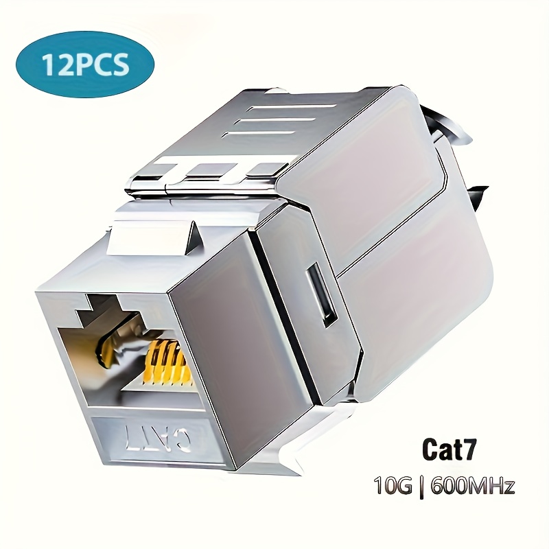 Zoerax 12pcs Rj45 Cat7 Cat6a Shielded Keystone Jack, Cat 7 10gbps Easy Toolless Modular Jacks Poe For 23 To 24 Awg Solid Or S/ftp Ethernet Cable