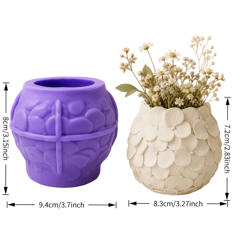 TEMU 1 stuk Hortensia Bloempot Mal Geschikt voor , Gips, Beton, Cement Ambachten - Herbruikbare Hittebestendige Siliconen Mallen met Hortensia