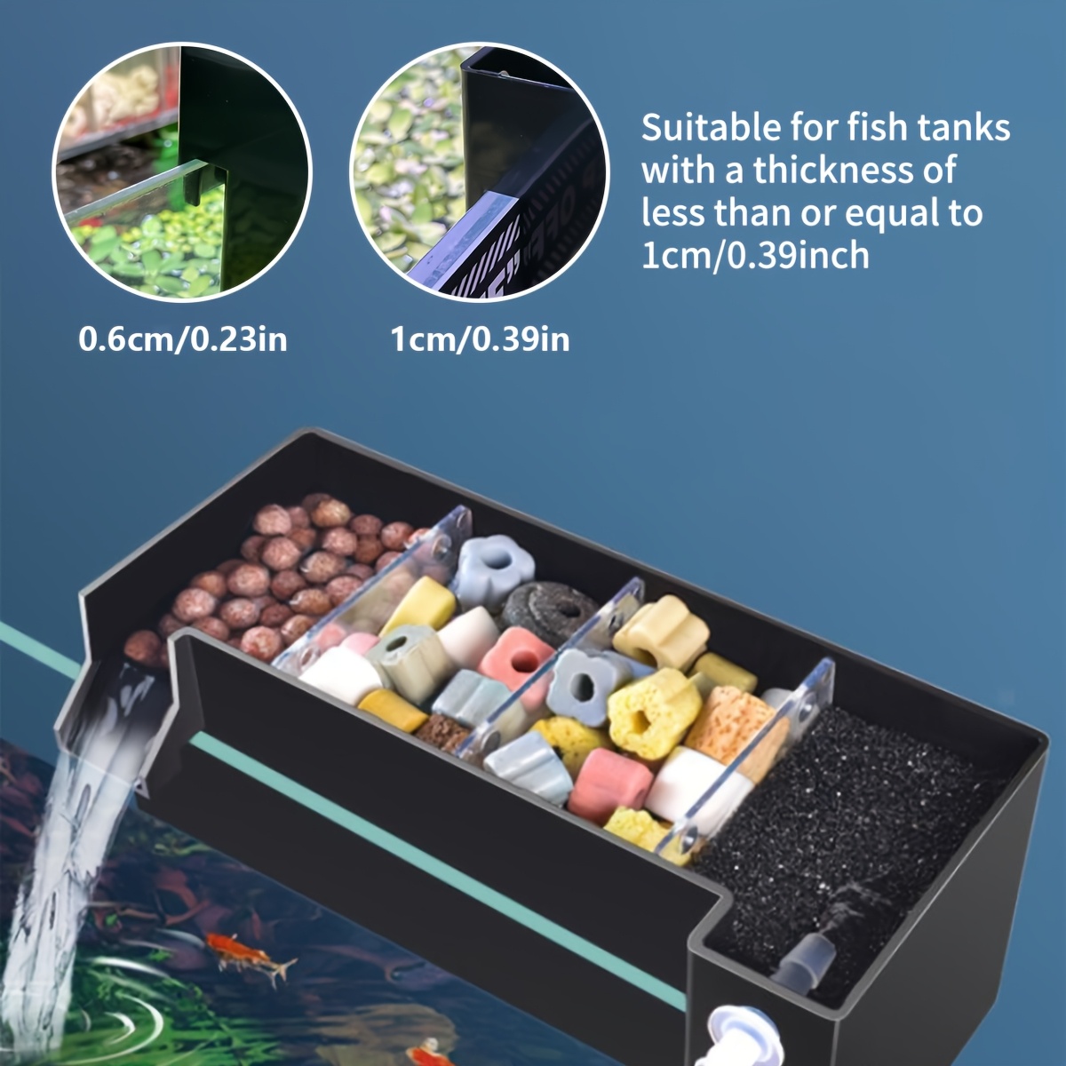 6 Filtri In Cotone Per Acquario - Ricambio Per Filtri A Parete Con Carbone Attivo