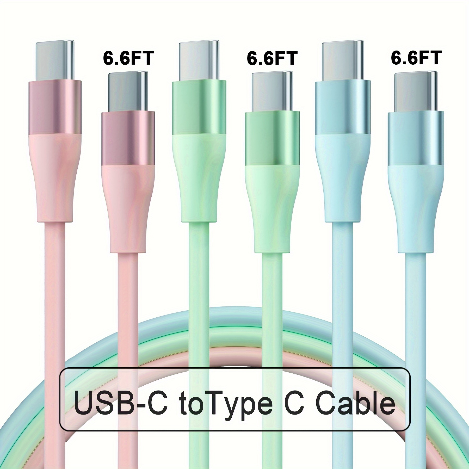 

3pcs 6.6ft 20w Usb-c To Type-c Fast Charging Cable For Iphone 15/iphone15 Plus/15pro/samsung Series/ Huawei Series/xiaomi Series/ Series And More Usb-c Devices