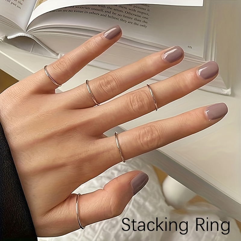 

7pcs 1mm Steel For Women Silvery Knuckle Fit Size3-9