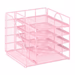 Local2-in-1 Desk Organizers And Accessories with Vertical File Holder, 5-Tier Mesh Paper Letter Tray for Office Supplies, Large Capacity Desktop Workspace Organizer for A4 Folders & Notebooks, Black Office Decor,, Black/Pink, Desk & Drawer OrganizerOpen in new tab.