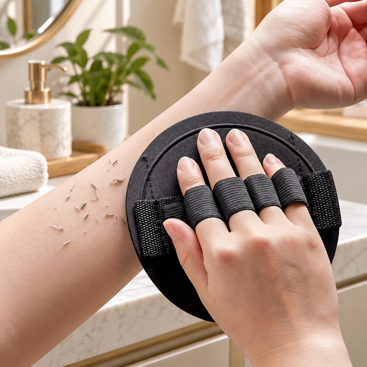3pcs Black Loofah Bath Scrubber Set with Hook