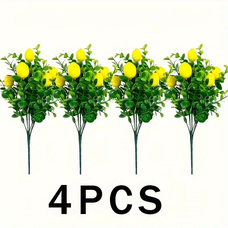 

4pcs-simulated Plants Real Touch Large Eucalyptus Lemon - Style Home Bedroom Dining Table Center Decoration Garden Wedding Birthday Party Or Halloween Christmas Decoration