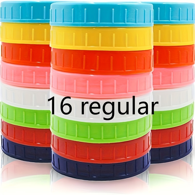 

8/16pcs Lids, Regular Mouth Or Wide Mouth Mason Jar Lids For Ball, Kerr And More, Colored Plastic Storage Caps For , Summer Drinkware Accessories, Home Kitchen Items