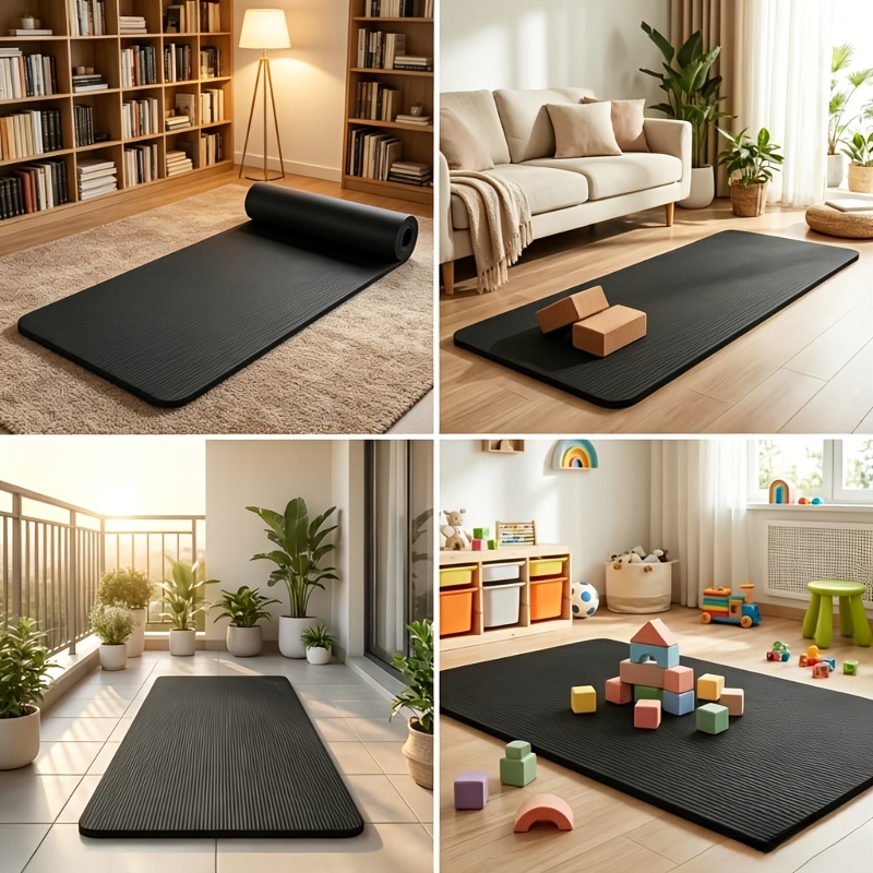 TEMU Tappetino Yoga Fitness Ispessito ed , Cuscinetto ad da 10 mm per la Protezione delle Articolazioni, Inodore e Atossico, Texture Antiscivolo,