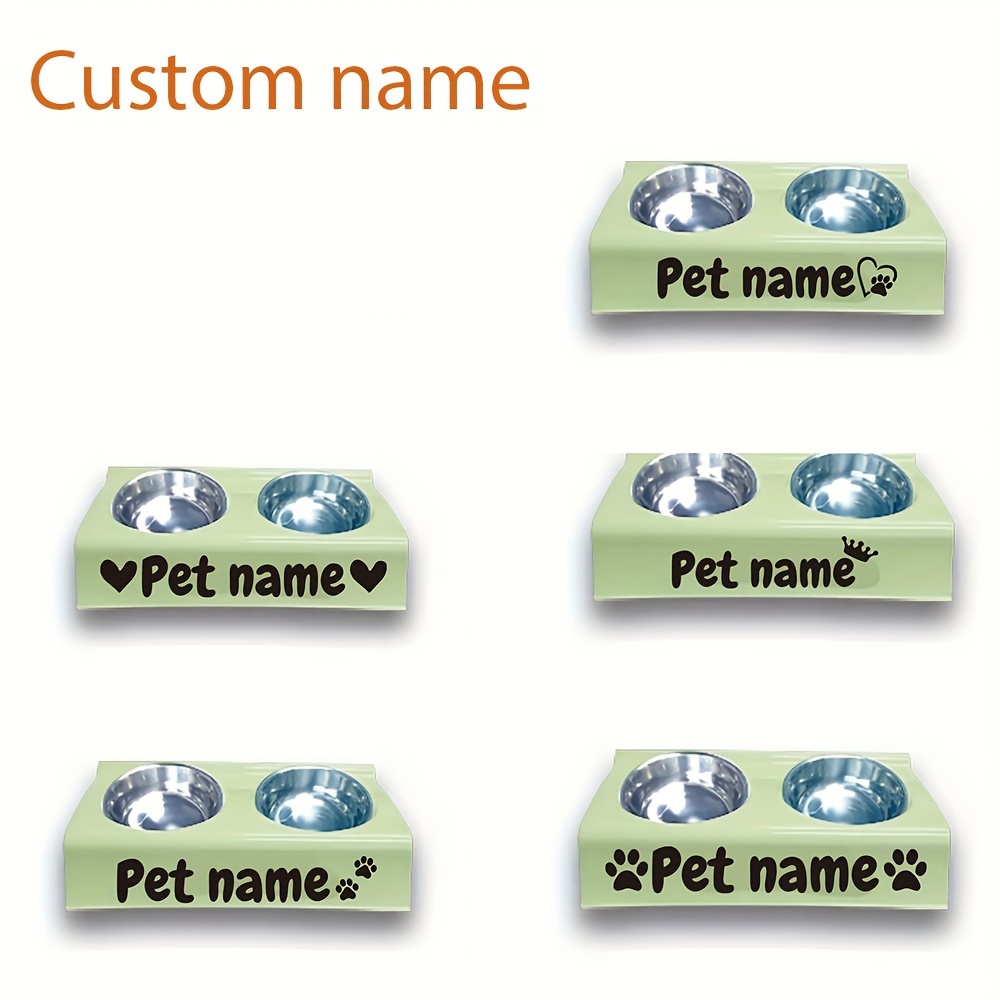 

Personalized Stainless Bowls - Custom Name Engraved Double Pet Feeding Station For Cats And Dogs, Non-slip And Tip-resistant