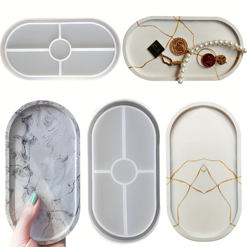 

Epoxy Resin Silicone Molds Set, 1 Piece Oval Tray Casting Mold For Cement Plaster Decor, Resin Craft Diy, Jewelry Storage Dish - Decorative Desk Organizer Mold For Candy, Beads & Gifts