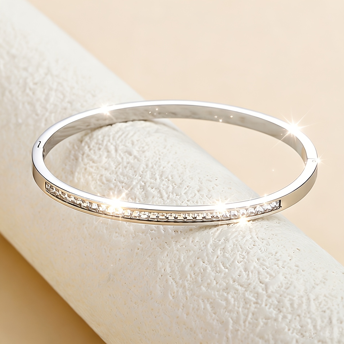 2pcs Roman Numeral Stainless Steel Bangle Set, Stackable Cuffs