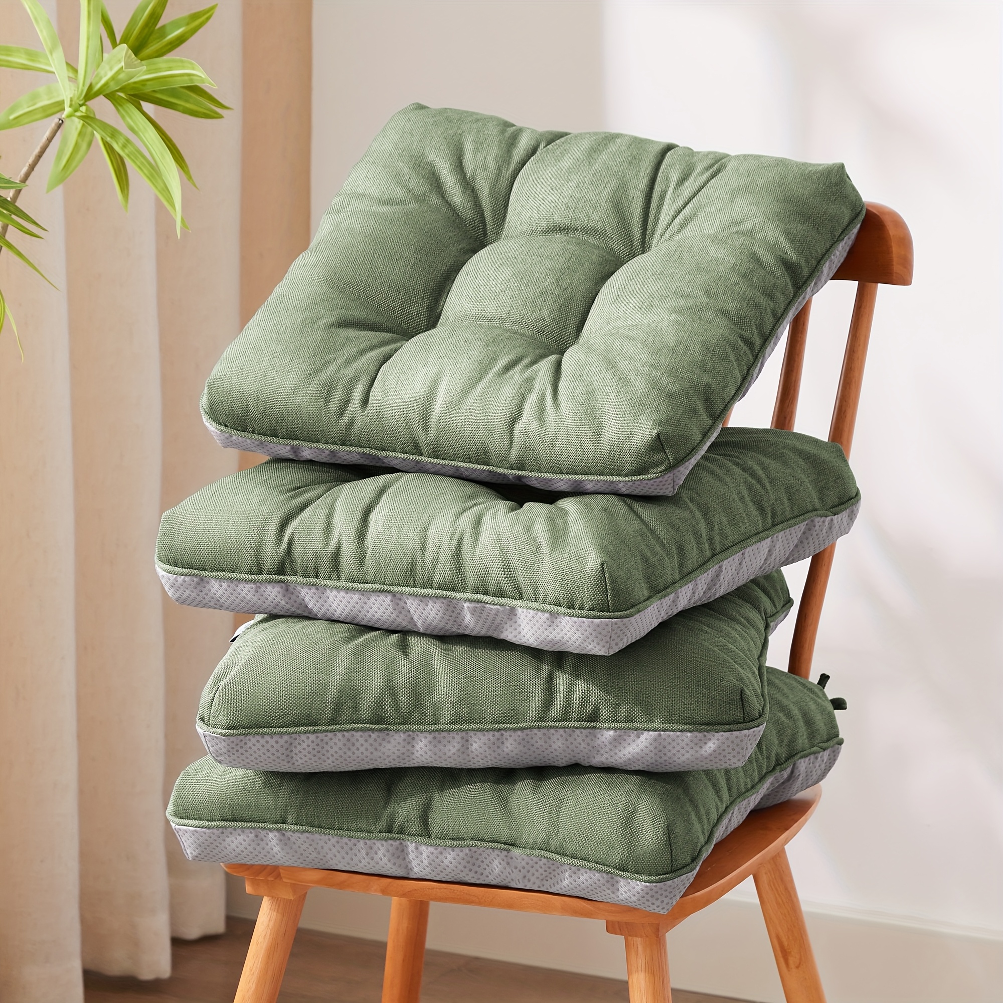 TEMU Christmas New Year Memory Foam Chair Cushions Set Of 4, Kitchen Chair Cushions With Non-slip Backing, Seat Cushions For Kitchen Chairs, Indoor