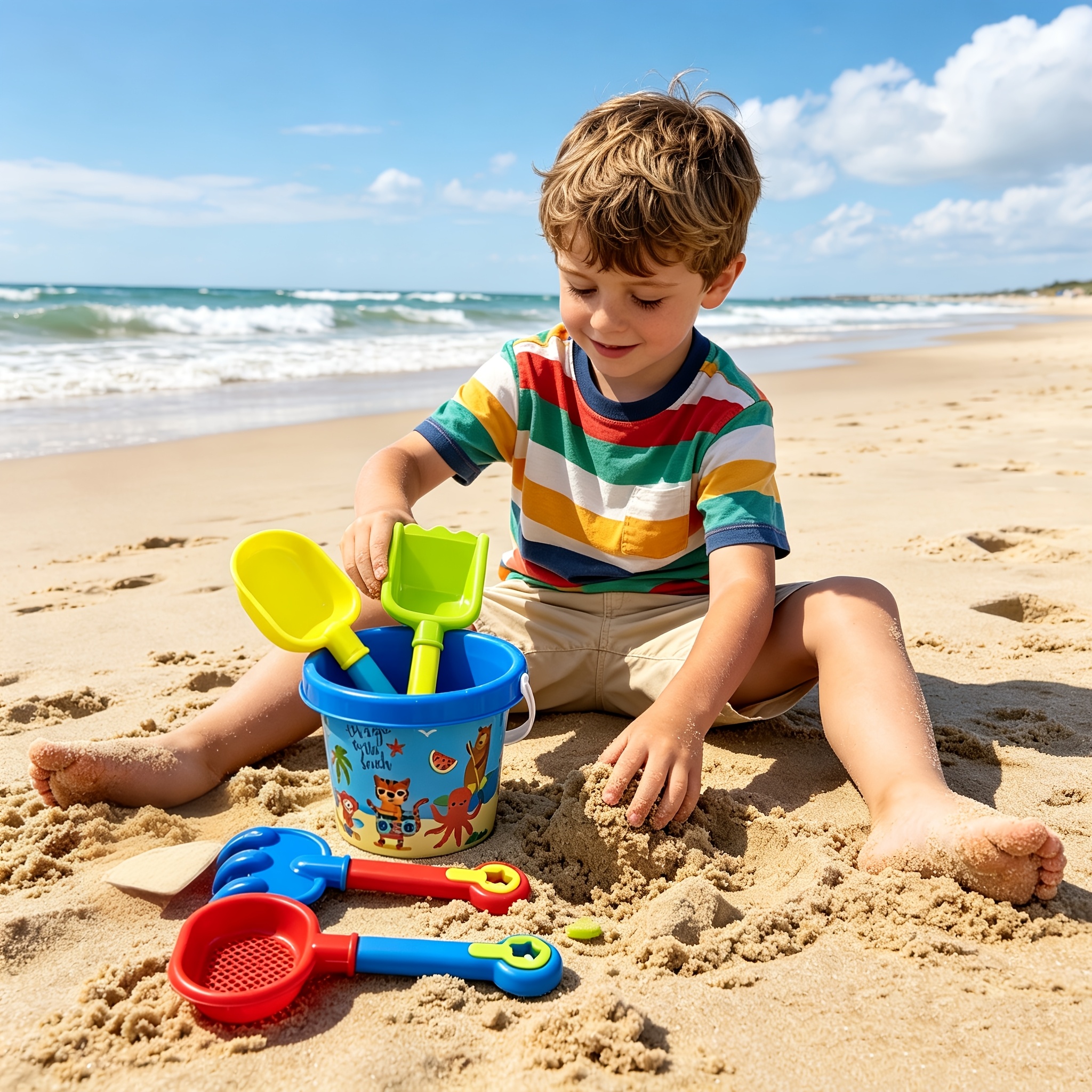 Dopamine-Colored Sand Play Set with Portable Bucket