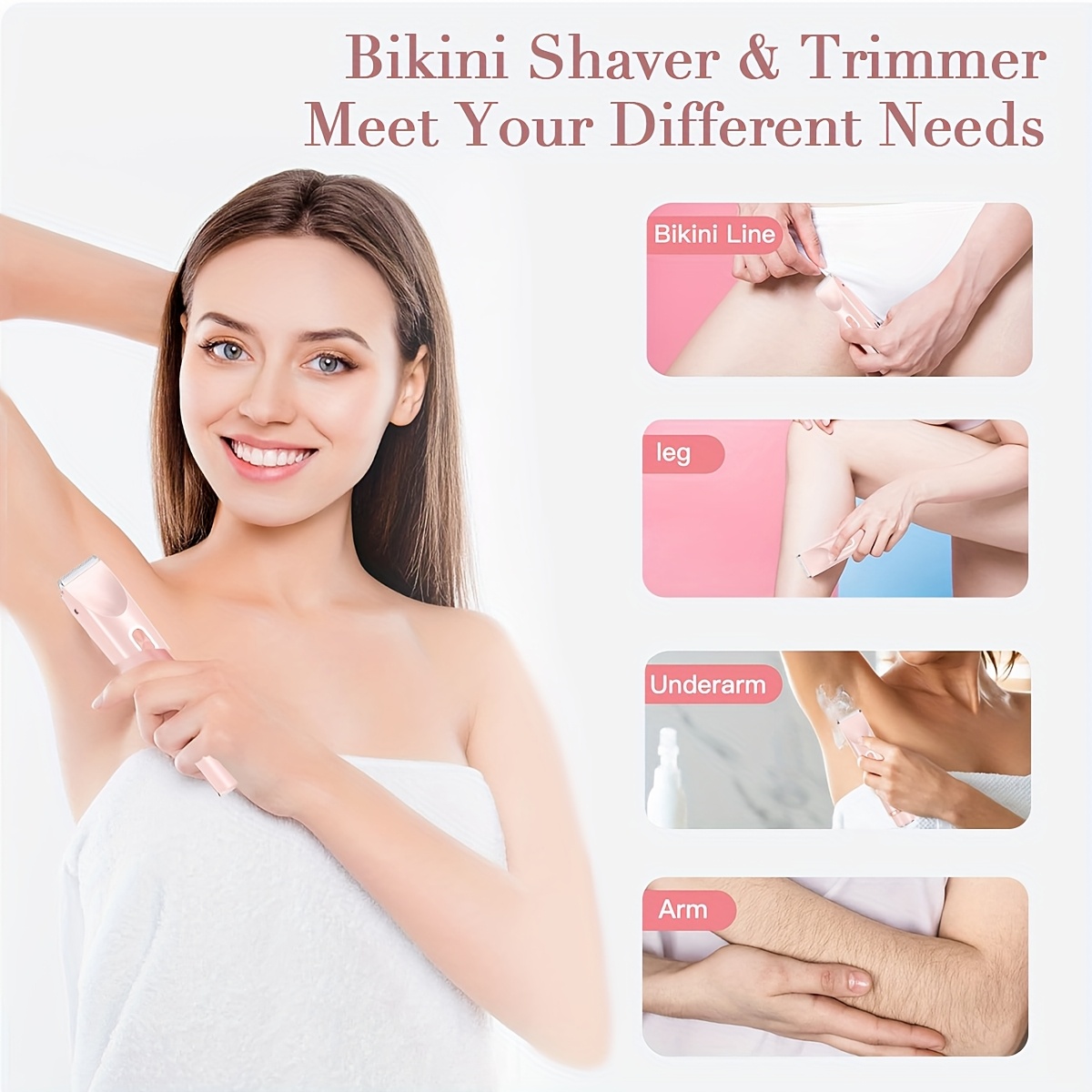 1pc tondeuse à cheveux électrique à double tête pour femmes, batterie au lithium rechargeable, chargement usb, rasoir de bikini multifonction et rasoir de visage pour bras, cuisses, corps avec batterie au lithium rechargeable, chargement usb, pour cadeau idéal de an détails 3