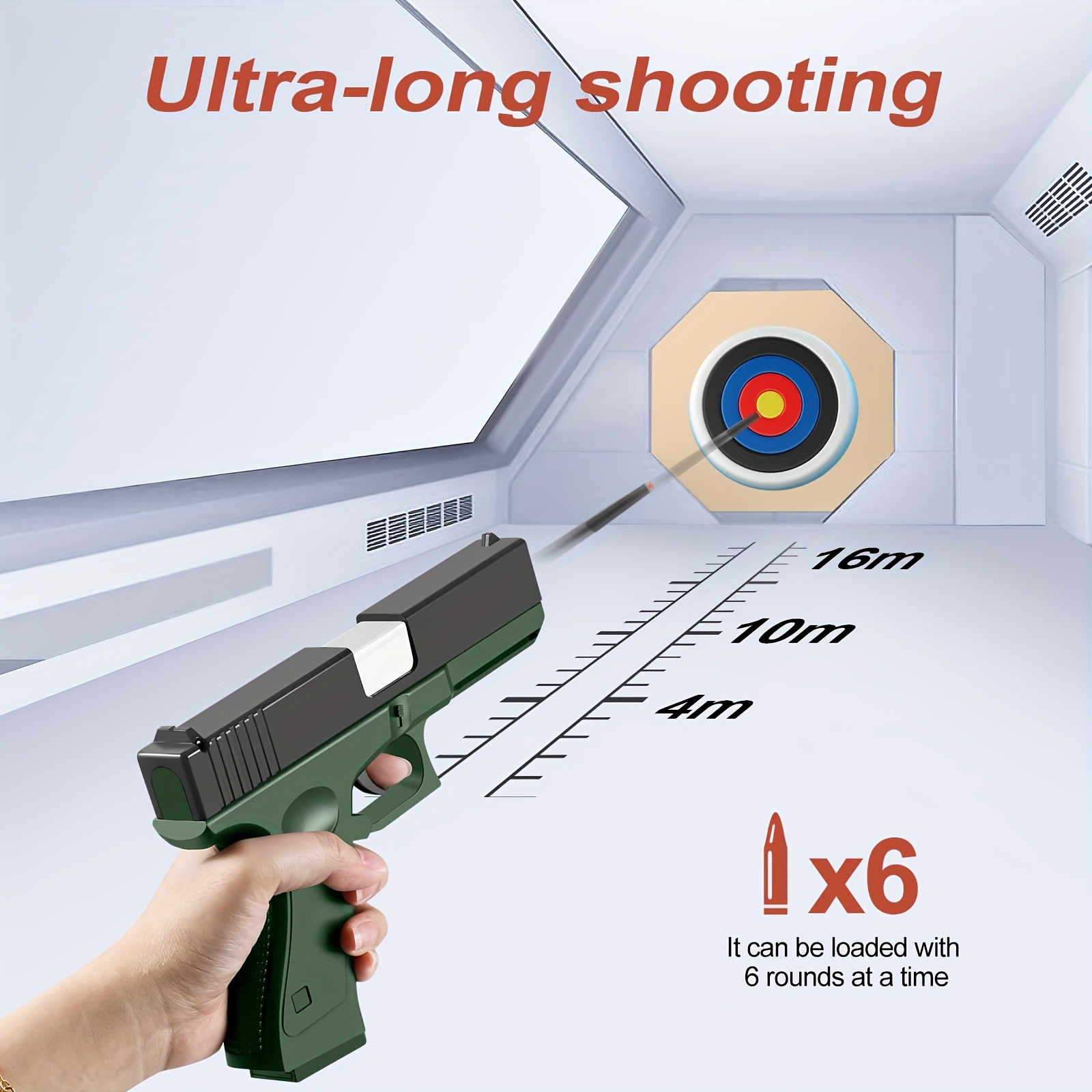 Realistic Toy Pistol with Soft Bullets - Spring-Loaded Shooting, Non-Lethal Safe Ammo, for Kids & Adults - Birthday Party, Halloween, Western Games - Looks Like Real Gun with Orange Tip Safety - Tabletop Decor Display, Party Game Accessory, Detailed Design, Sturdy Build, Adult Collectible