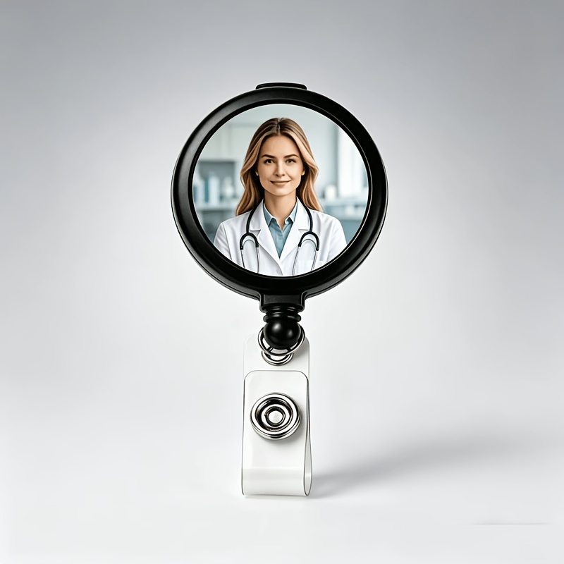 TEMU Customized A Customized Picture-enclosed Retractable Card Holder, A Fixed Buckle For Hospital Doctors' And Nurses' Name Tags, Highly Secure And