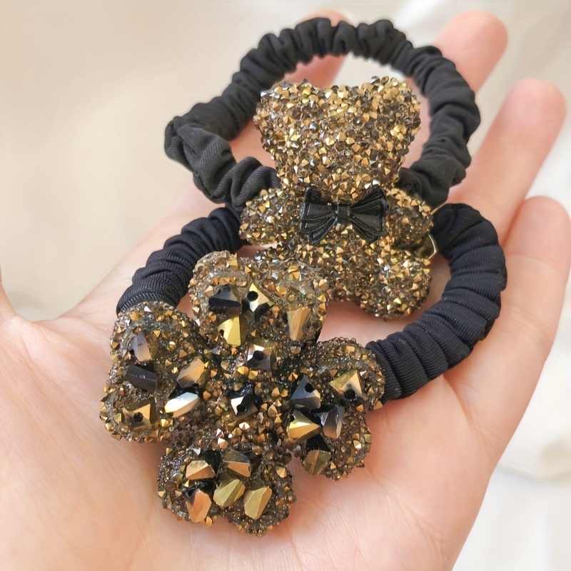 2pcs elegant black hair ties women sparkling - Temu Bahrain display picture 3