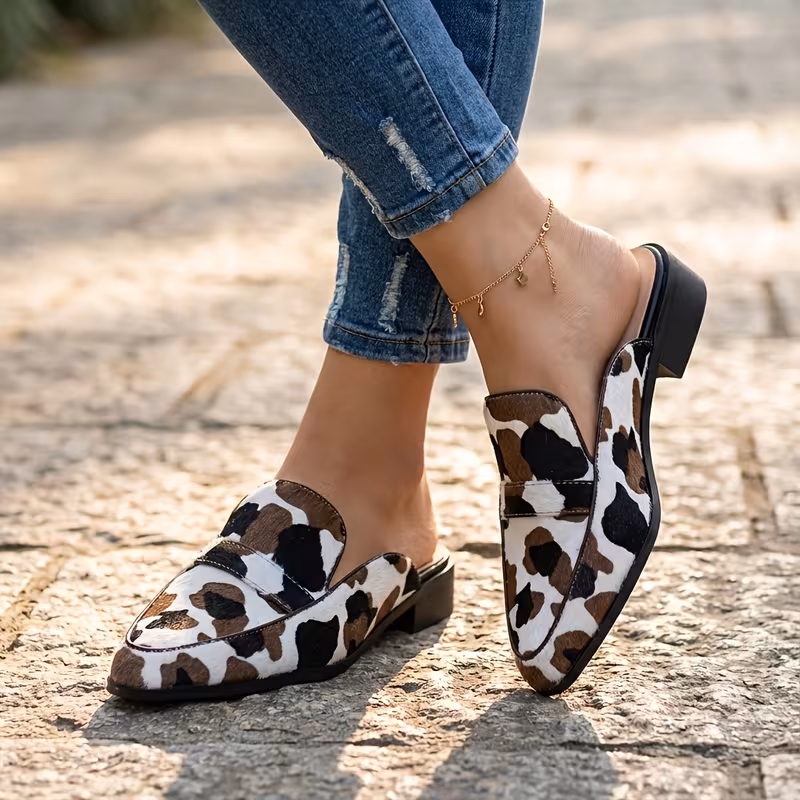 dames casual schoenen in grote maten, met een puntig ontwerp en koeienprint, geschikt voor de lente en de herfst, dames schoenen. 7